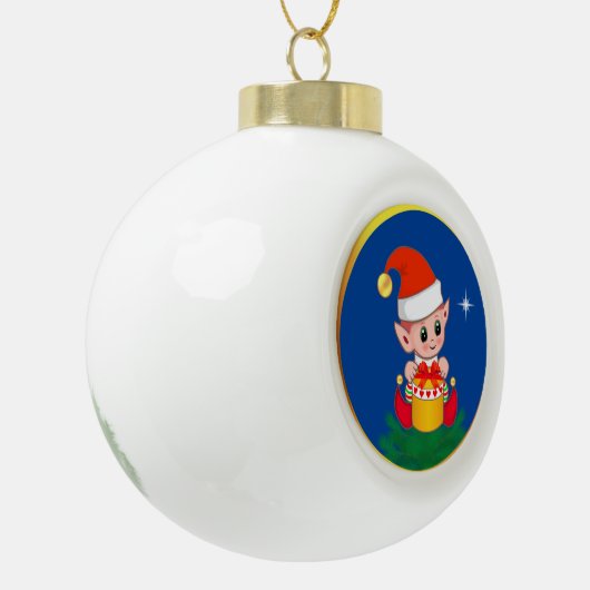 Boule En Céramique Joli elfe de Noël en bleu (Gauche)