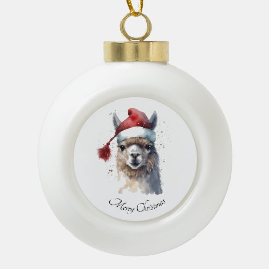 Boule En Céramique Joli Noël Alpaca, coutume (Devant)