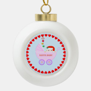 Boule En Céramique Joli Noël Père Noël Baby
