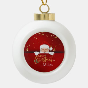 Boule En Céramique Joli Père Noël Joyeux Texte de Noël Personnalisé