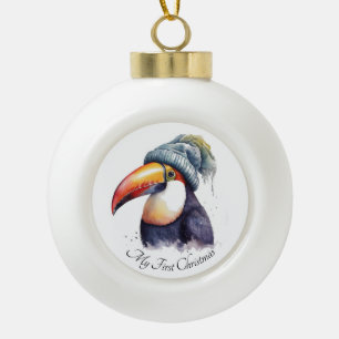 Boule En Céramique Joli Toucan d'Hiver Noël Oiseau Cadeau