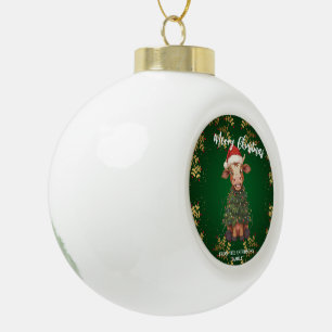 Boule En Céramique Joli vache joyeux Noël arbre de Noël veau bœuf mot