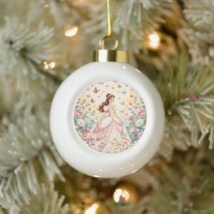 Boule En Céramique Jolie princesse avec papillons