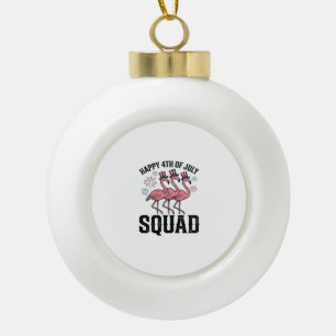 Boule En Céramique Joyeux 4 juillet Flamingo Squad Vector Design_1