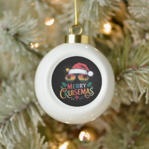 Boule En Céramique Joyeux Cruisemas 2024 Noël Santa Renne
