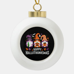 Boule En Céramique Joyeux Hallothanksmas Amoureux des Gnomes Noël