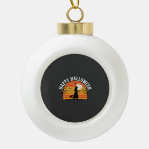 Boule En Céramique Joyeux Halloween Sorcière Coucher de soleil Design
