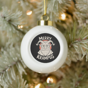 Boule En Céramique Joyeux Krampus Mythique Noël Xmas Vacances