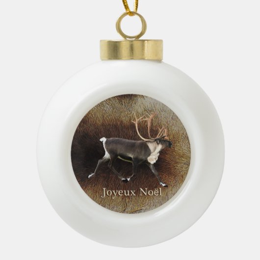 Boule En Céramique Joyeux Noё l - Bull Caribou (Reindeer) (Devant)