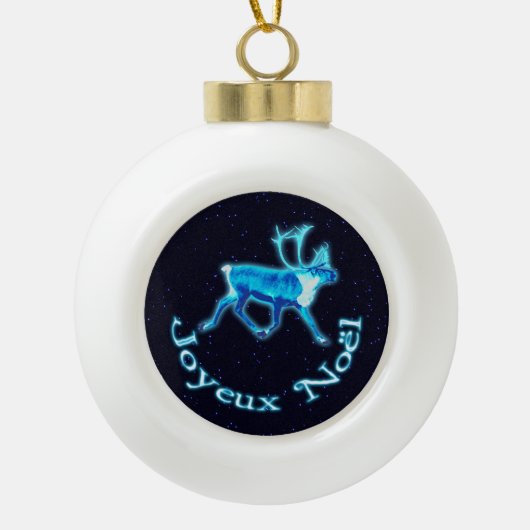 Boule En Céramique Joyeux Noё l - Caribou bleu (rennes) (Devant)