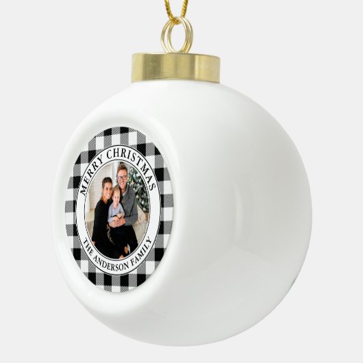 Boule En Céramique Joyeux Noël à la mode en noir et blanc (Droite)