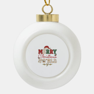 Boule En Céramique Joyeux Noël à tous Chapeau de Père Noël Étoiles de