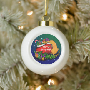 Boule En Céramique Joyeux Noël avec Rat Prince