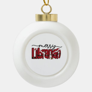 Boule En Céramique Joyeux Noël Bibliothécaire Amoureux de Livres Bibl