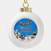 Boule En Céramique Joyeux Noël Chihuahua avec Père Noël (Devant)