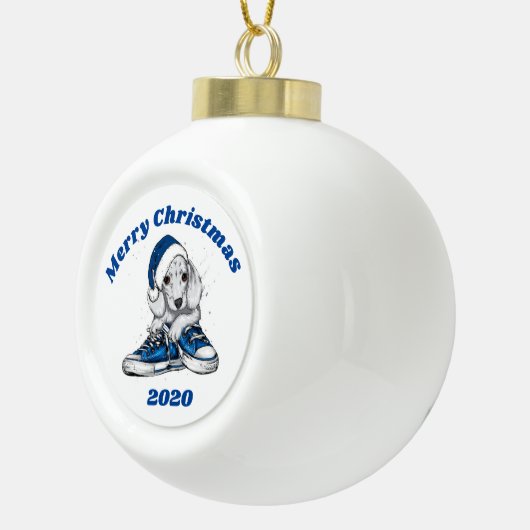 Boule En Céramique Joyeux Noël Chiot (Droite)