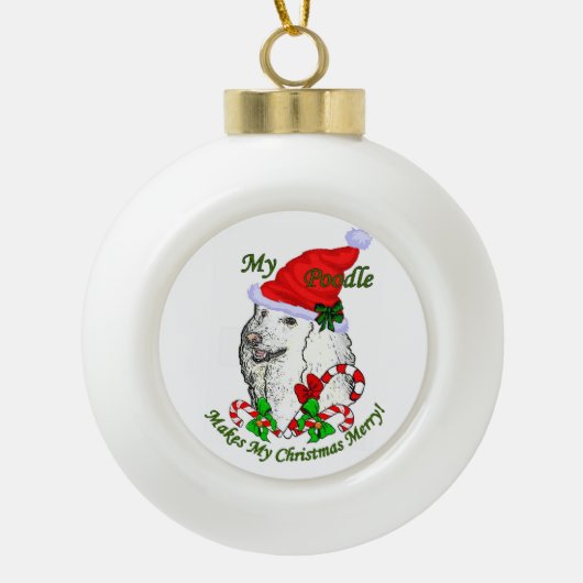Boule En Céramique Joyeux Noël de caniche (Devant)