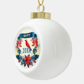 Boule En Céramique Joyeux Noël et Bonne Année ! 2024 Oiseau Rouge (Droite)