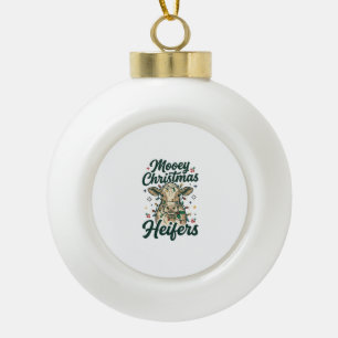 Boule En Céramique Joyeux Noël Génisses Vaches Drôles Noël Design