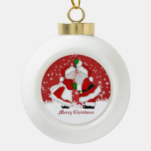 Boule En Céramique Joyeux Noël Mistletoe Père Noël Ball Ornament