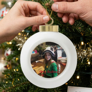 Boule En Céramique Joyeux Noël personnalisé avec photo