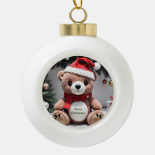 Boule En Céramique Joyeux Noël Teddy Bear