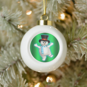 Boule En Céramique Joyeux Snowman Dancing
