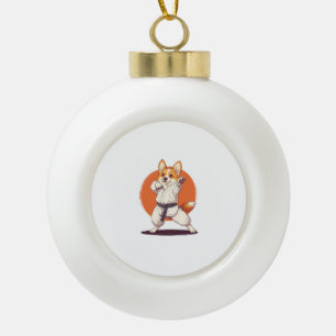 Boule En Céramique Karate Corgi - Chien des arts martiaux
