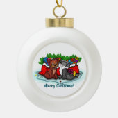Boule En Céramique Kitty et chiot, Happy XMas (Devant)