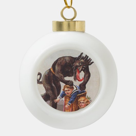 Boule En Céramique Krampus enlève des enfants (Devant)