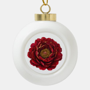 Boule En Céramique La Pivoine Rubis Doré Botanica Rouge et Or Luxue