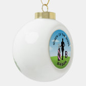 Boule En Céramique Lady Golfer Golf Course Nom personnalisé Monogramm (Gauche)