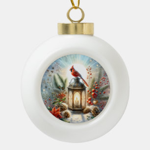Boule En Céramique Lanterne Cardinal de Noël