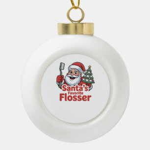 Boule En Céramique Le Flosser préféré du Père Noël Noël Dentaire Dent