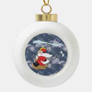 Boule En Céramique Le Père Noël en hélicoptère
