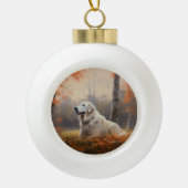 Boule En Céramique Les grandes Pyrénées à l'automne Feuilles automne  (Devant)