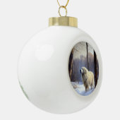 Boule En Céramique Les Grands Pyrénées Laissent Neige Noël (Gauche)