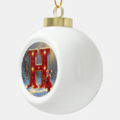 Boule En Céramique Letter H Christmas Holly Personalized Initial (Droite)