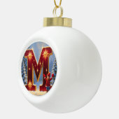 Boule En Céramique Letter M Christmas Mittens Personalized Initial (Droite)
