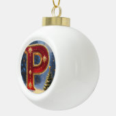 Boule En Céramique Letter P Pine Tree Personalized Monogram Holiday G (Droite)