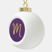 Boule En Céramique Lettre initiale Monogramme élégant Indigo jaune (Droite)
