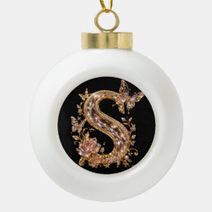 Boule En Céramique Lettre S en cristal doré de luxe Monogramme roya