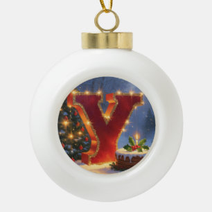 Boule En Céramique Lettre Y Noël Yule Initiale Personnalisée