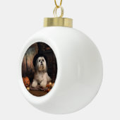Boule En Céramique Lhasa Apso Citrouille Halloween effrayant (Droite)