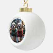Boule En Céramique Lhasa Apso Dogs Christmas Snow Holiday (Droite)
