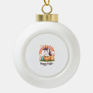 Boule En Céramique Licorne de Pâques vintage heureuse arc-en-ciel œuf