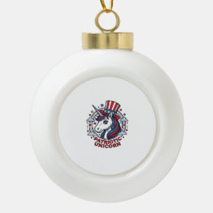 Boule En Céramique Licorne patriotique graphique de gravure vintage_1