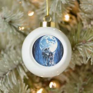 Boule En Céramique Lien sous la lune – Le loup et la fée gothique.