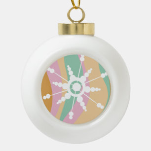 Boule En Céramique Liquide Tie Dye Rétro Groovy Noël Beige Vert