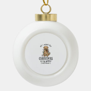 Boule En Céramique Liste de souhaits de retriever doré de Noël Design